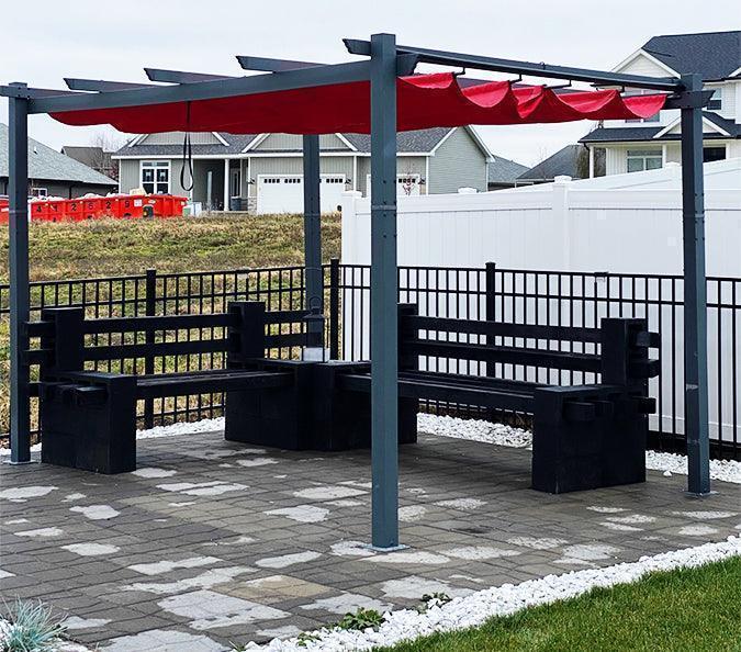 PURPLE LEAF Outdoor Pergola with Retractable Canopy Aluminum Shelter for Porch Garden  Beach Shade Pavilion Pergola Modern Backyard Deck