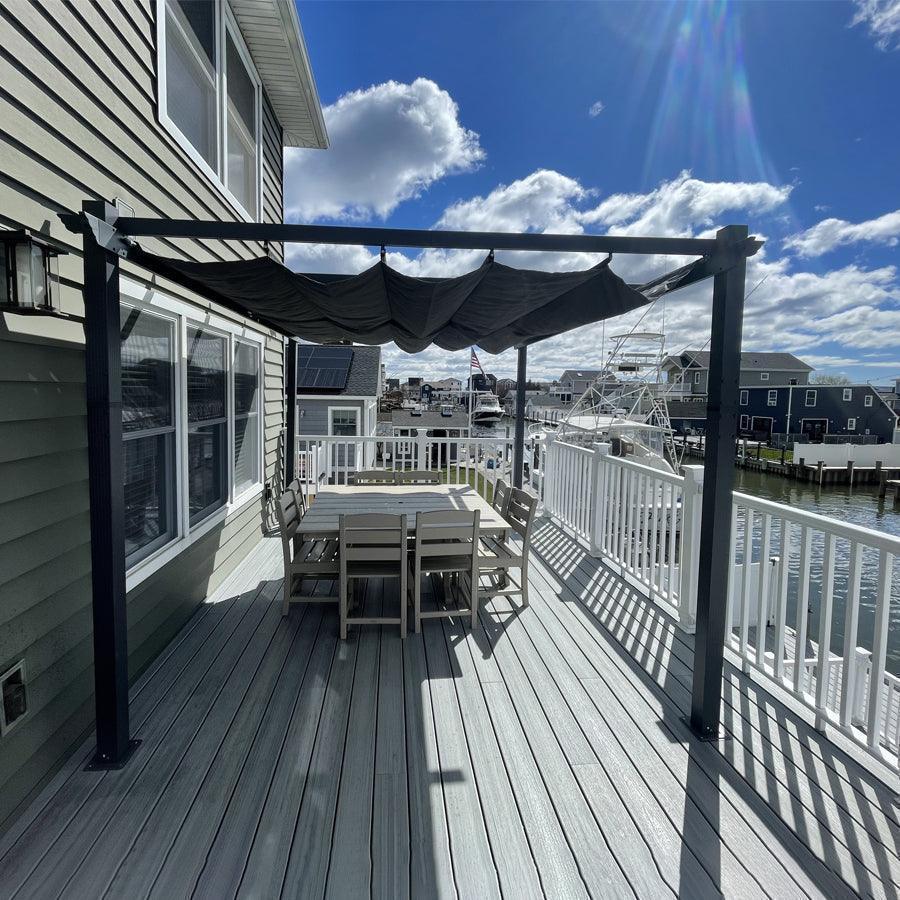 PURPLE LEAF Outdoor Pergola with Retractable Canopy Aluminum Shelter for Porch Garden  Beach Shade Pavilion Pergola Modern Backyard Deck