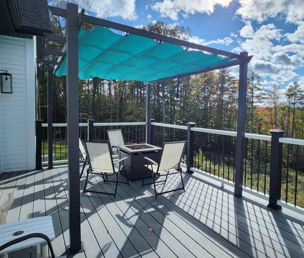 PURPLE LEAF Outdoor Pergola with Retractable Canopy Aluminum Shelter for Porch Garden  Beach Shade Pavilion Pergola Modern Backyard Deck