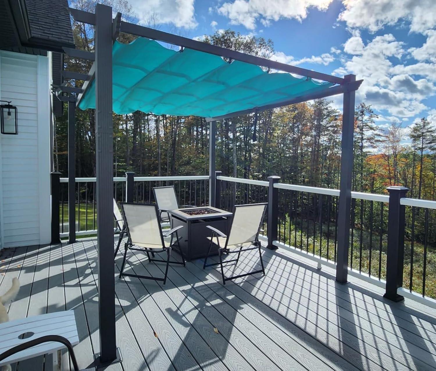 PURPLE LEAF Outdoor Pergola with Retractable Canopy Aluminum Shelter for Porch Garden  Beach Shade Pavilion Pergola Modern Backyard Deck