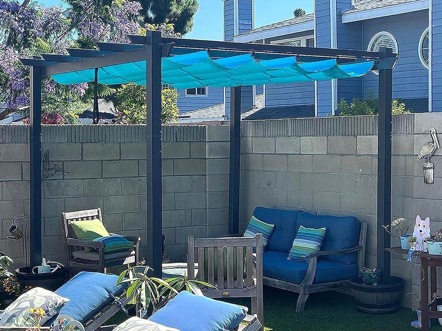 PURPLE LEAF Outdoor Pergola with Retractable Canopy Aluminum Shelter for Porch Garden  Beach Shade Pavilion Pergola Modern Backyard Deck