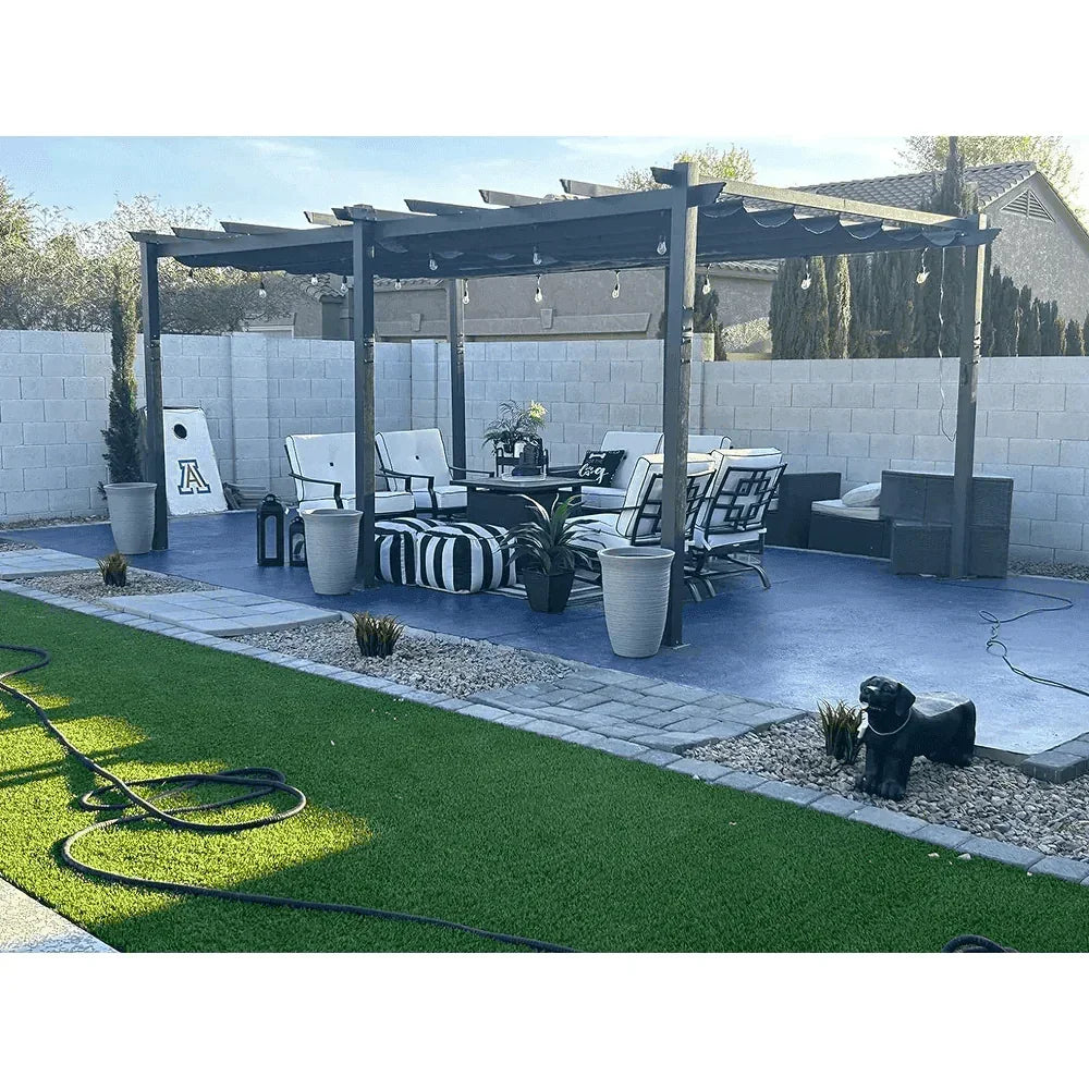PURPLE LEAF Outdoor Pergola with Retractable Canopy Aluminum Shelter for Porch Garden  Beach Shade Pavilion Pergola Modern Backyard Deck