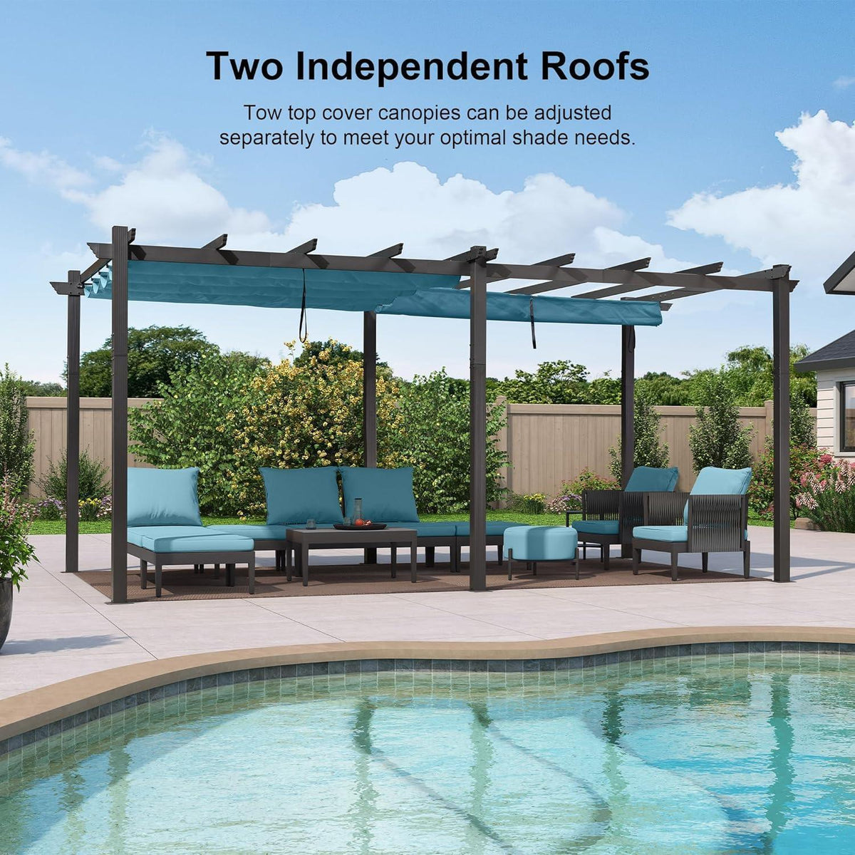 PURPLE LEAF Outdoor Pergola with Retractable Canopy Aluminum Shelter for Porch Garden  Beach Shade Pavilion Pergola Modern Backyard Deck