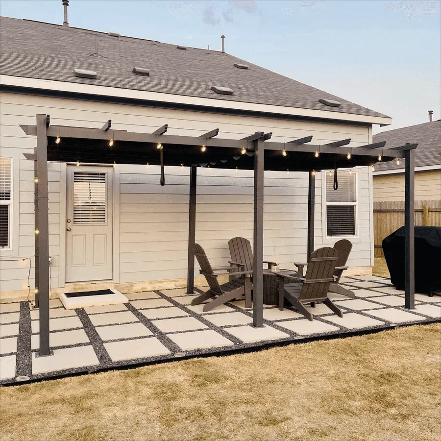 PURPLE LEAF Outdoor Pergola with Retractable Canopy Aluminum Shelter for Porch Garden  Beach Shade Pavilion Pergola Modern Backyard Deck