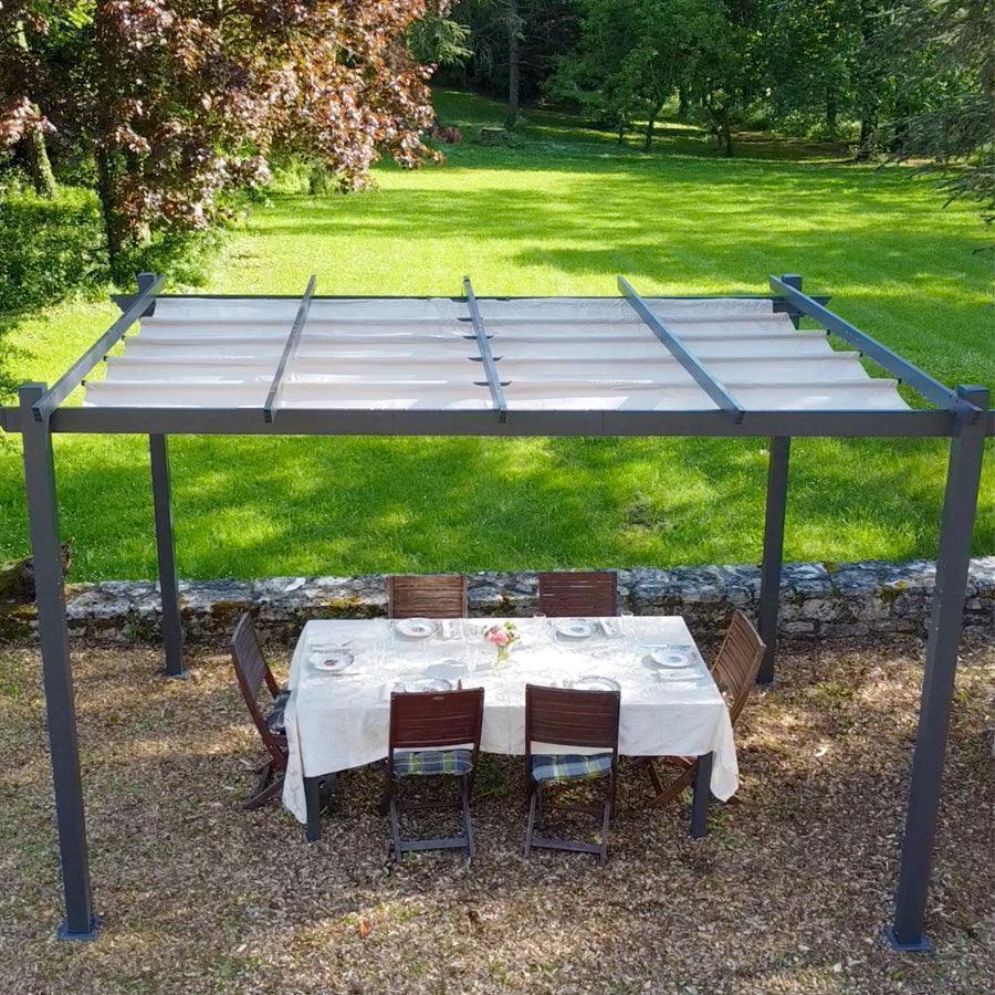 PURPLE LEAF Outdoor Pergola with Retractable Canopy Aluminum Shelter for Porch Garden  Beach Shade Pavilion Pergola Modern Backyard Deck