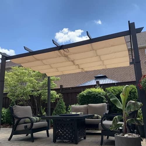 PURPLE LEAF Outdoor Pergola with Retractable Canopy Aluminum Shelter for Porch Garden  Beach Shade Pavilion Pergola Modern Backyard Deck