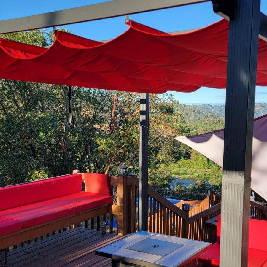 PURPLE LEAF Outdoor Pergola with Retractable Canopy Aluminum Shelter for Porch Garden  Beach Shade Pavilion Pergola Modern Backyard Deck