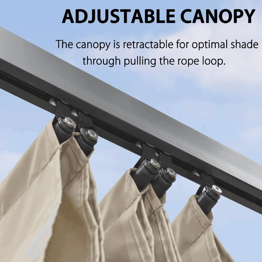 PURPLE LEAF Outdoor Pergola with Retractable Canopy Aluminum Shelter for Porch Garden  Beach Shade Pavilion Pergola Modern Backyard Deck