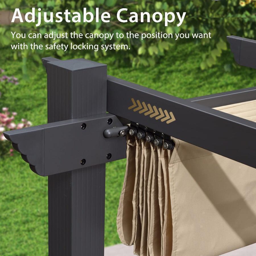 PURPLE LEAF Outdoor Pergola with Retractable Canopy Aluminum Shelter for Porch Garden  Beach Shade Pavilion Pergola Modern Backyard Deck