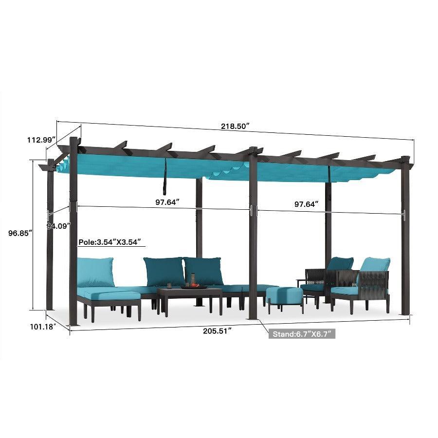 PURPLE LEAF Outdoor Pergola with Retractable Canopy Aluminum Shelter for Porch Garden  Beach Shade Pavilion Pergola Modern Backyard Deck