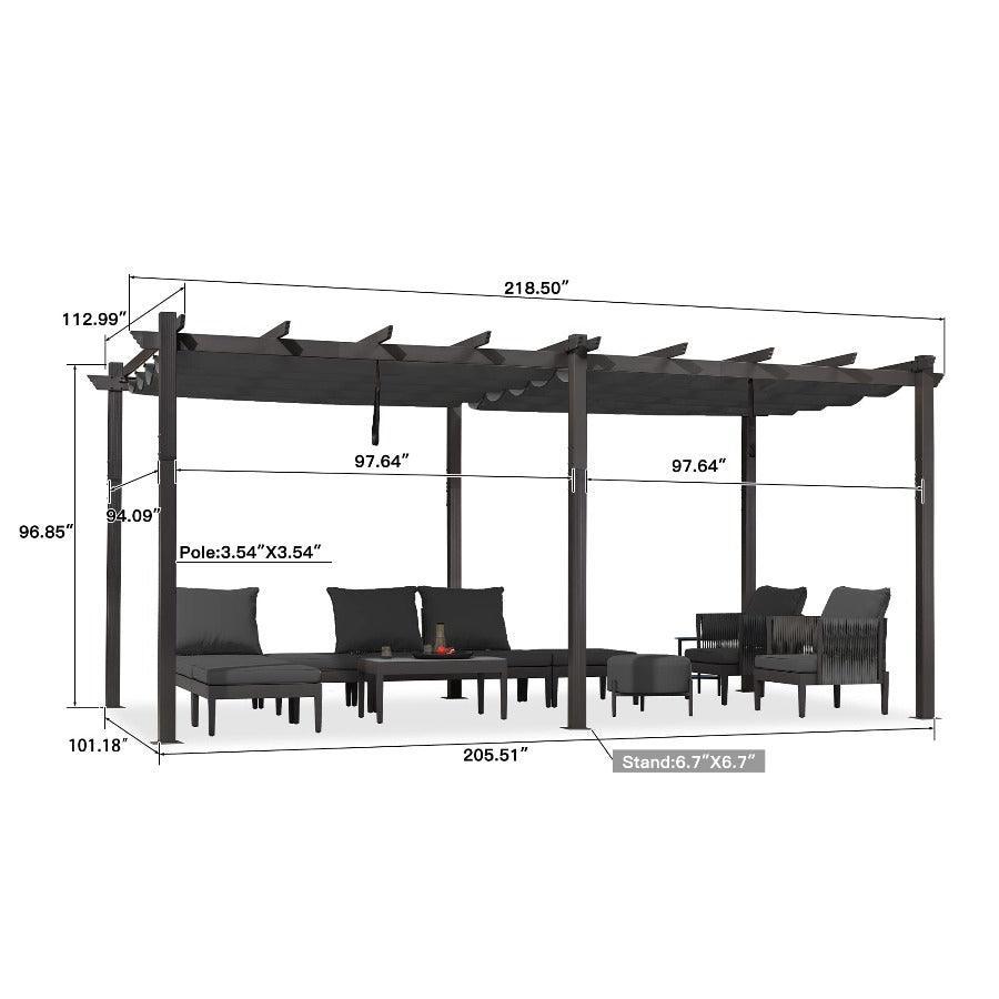 PURPLE LEAF Outdoor Pergola with Retractable Canopy Aluminum Shelter for Porch Garden  Beach Shade Pavilion Pergola Modern Backyard Deck