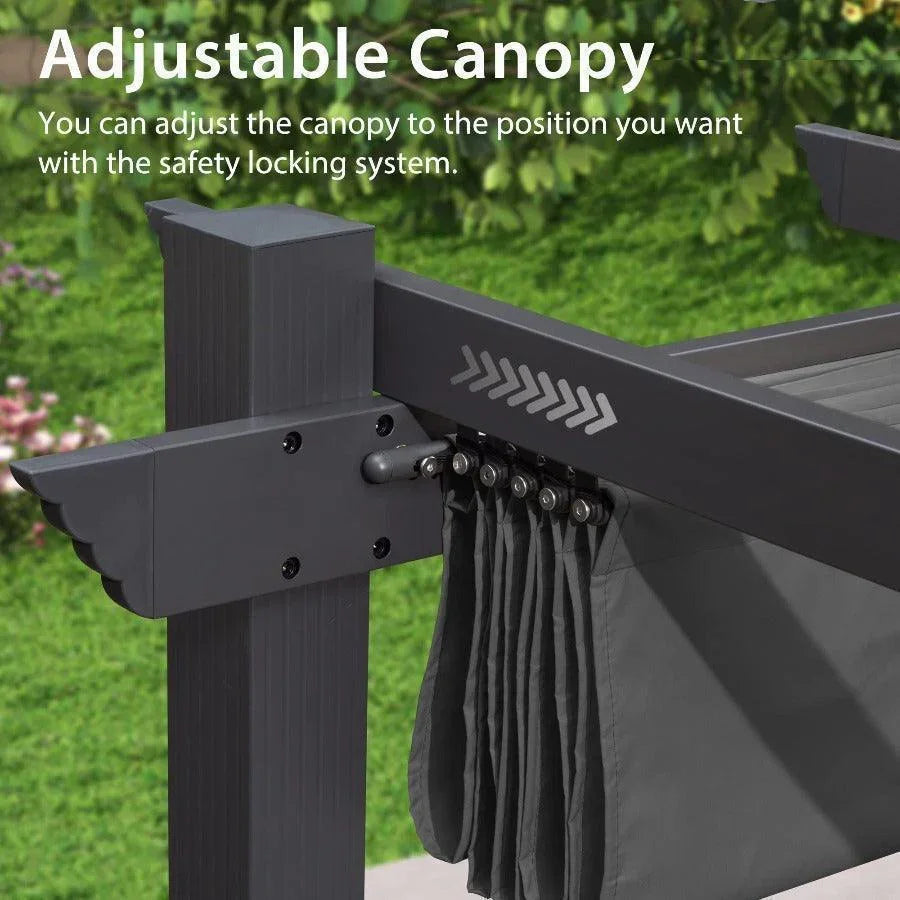PURPLE LEAF Outdoor Pergola with Retractable Canopy Aluminum Shelter for Porch Garden  Beach Shade Pavilion Pergola Modern Backyard Deck