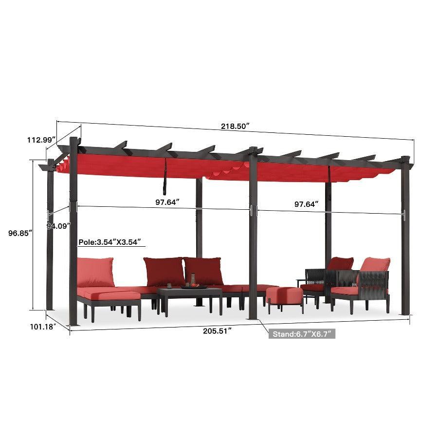 PURPLE LEAF Outdoor Pergola with Retractable Canopy Aluminum Shelter for Porch Garden  Beach Shade Pavilion Pergola Modern Backyard Deck