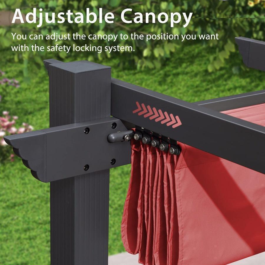 PURPLE LEAF Outdoor Pergola with Retractable Canopy Aluminum Shelter for Porch Garden  Beach Shade Pavilion Pergola Modern Backyard Deck