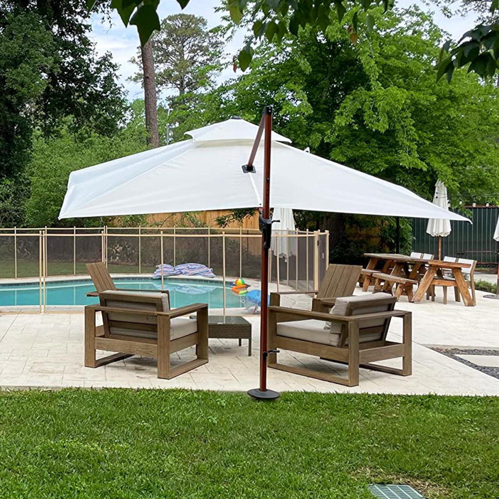 PURPLE LEAF 9 x 12 / 10 x 13 ft Rectangular Patio Umbrella Aluminum Cantilever Umbrella in Wood Color