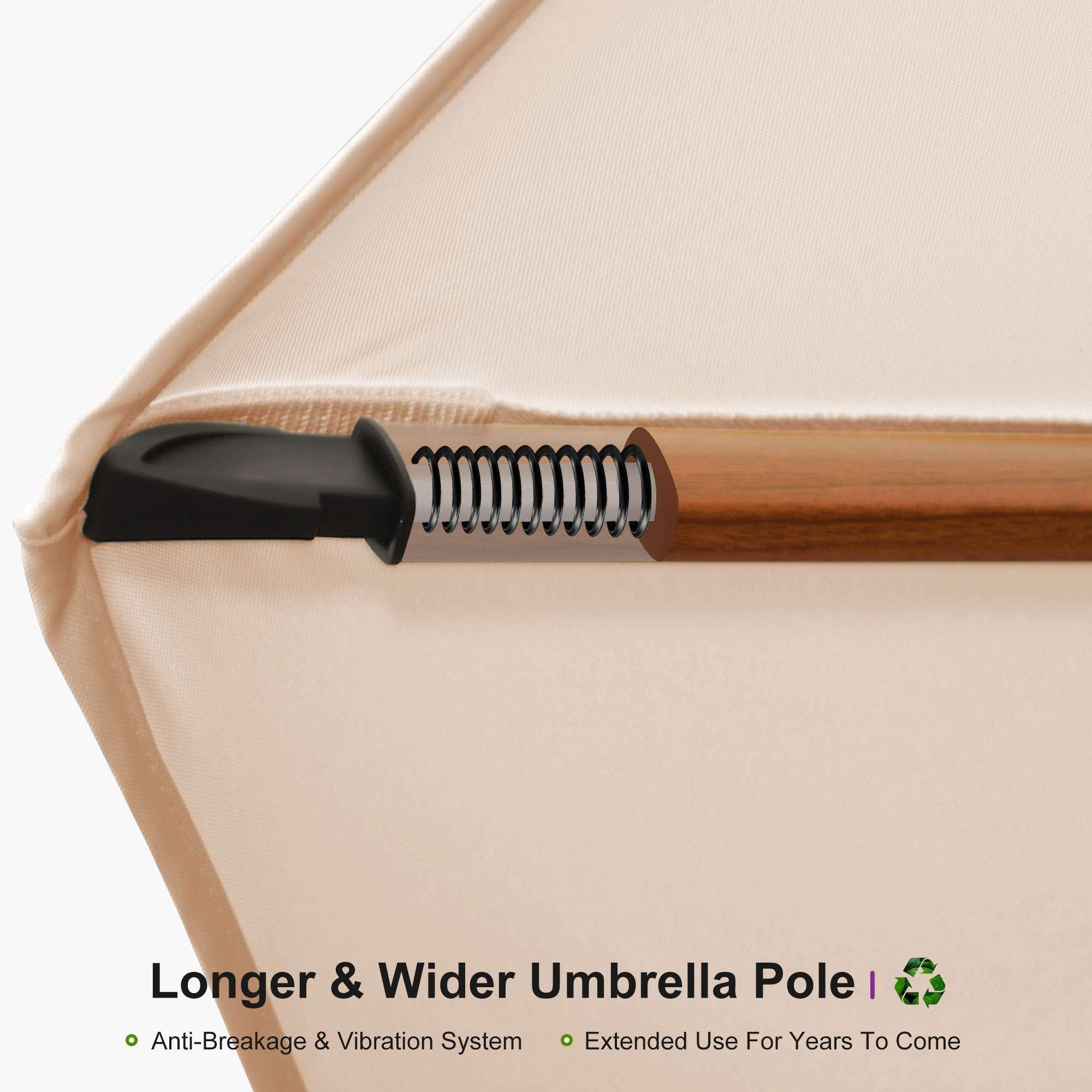 PURPLE LEAF 9 x 12 / 10 x 13 ft Rectangular Patio Umbrella Aluminum Cantilever Umbrella in Wood Color