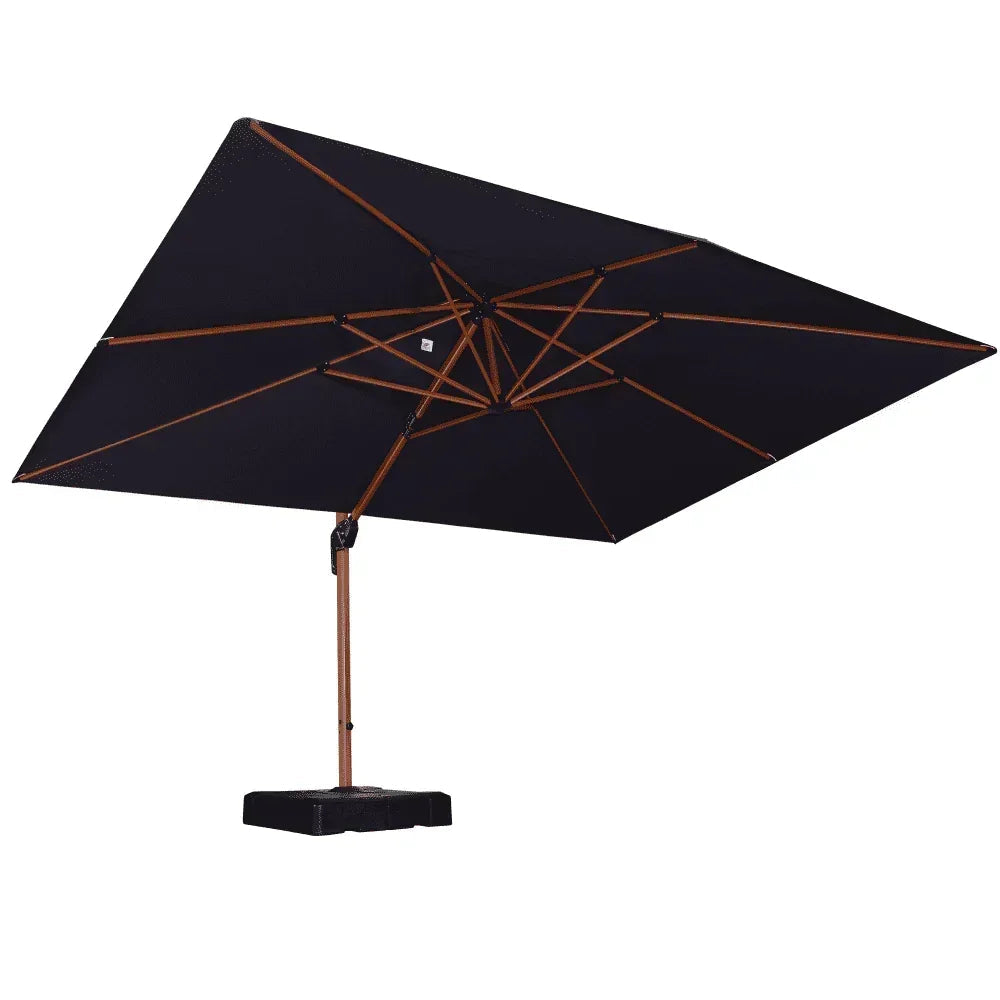 PURPLE LEAF 9 x 12 / 10 x 13 ft Rectangular Patio Umbrella Aluminum Cantilever Umbrella in Wood Color