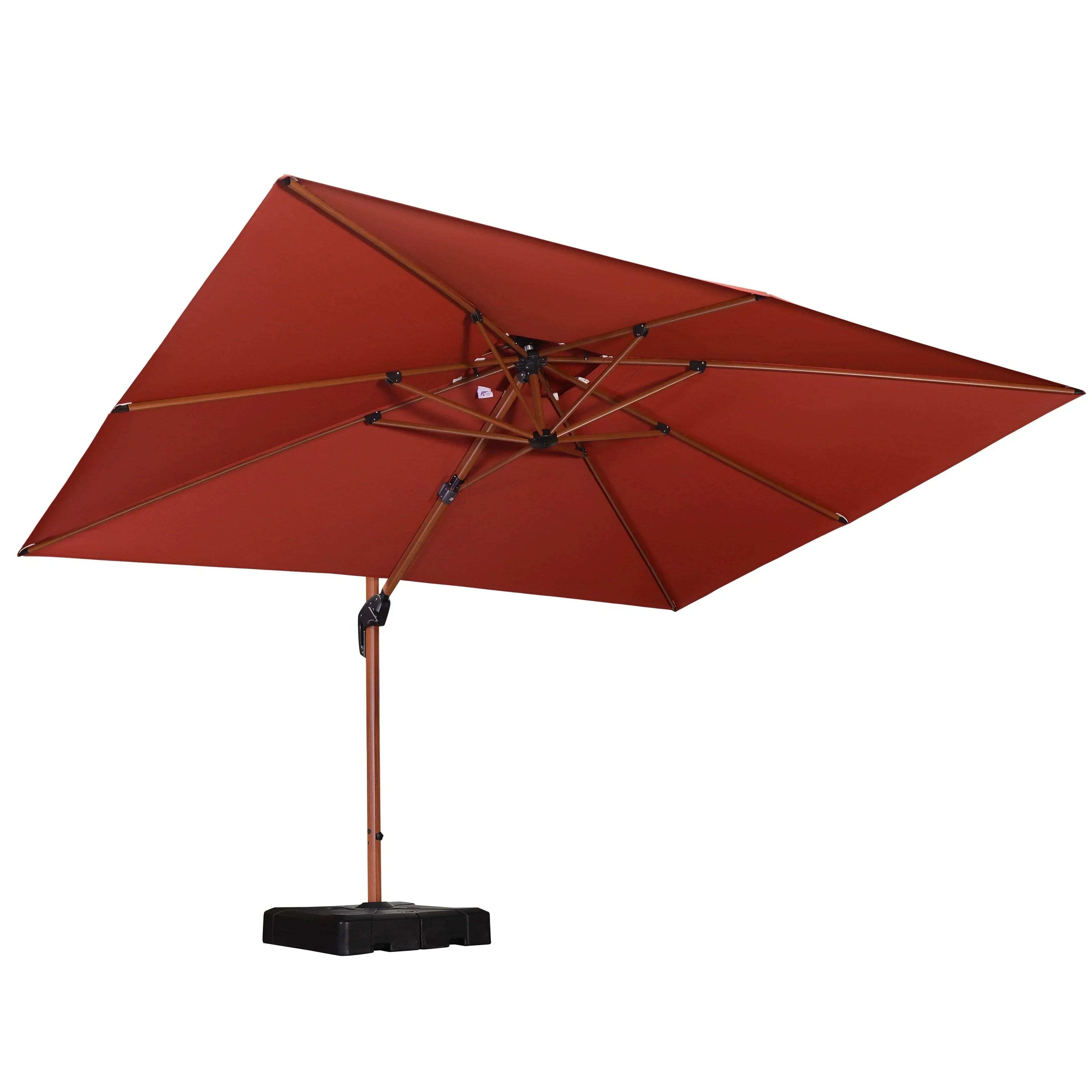 PURPLE LEAF 9 x 12 / 10 x 13 ft Rectangular Patio Umbrella Aluminum Cantilever Umbrella in Wood Color