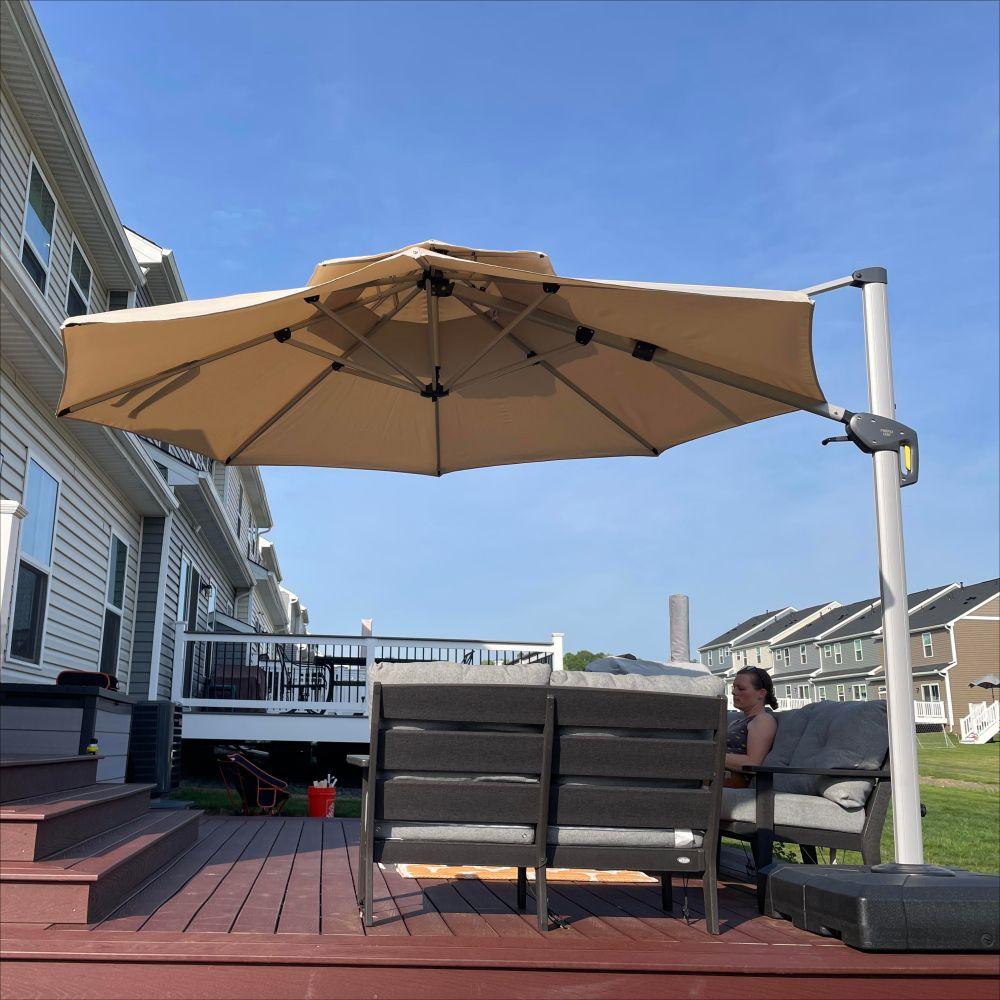 Clearance - PURPLE LEAF OPEN BOX Large Round Patio Cantilever Umbrella for Deck, Pool, Backyard