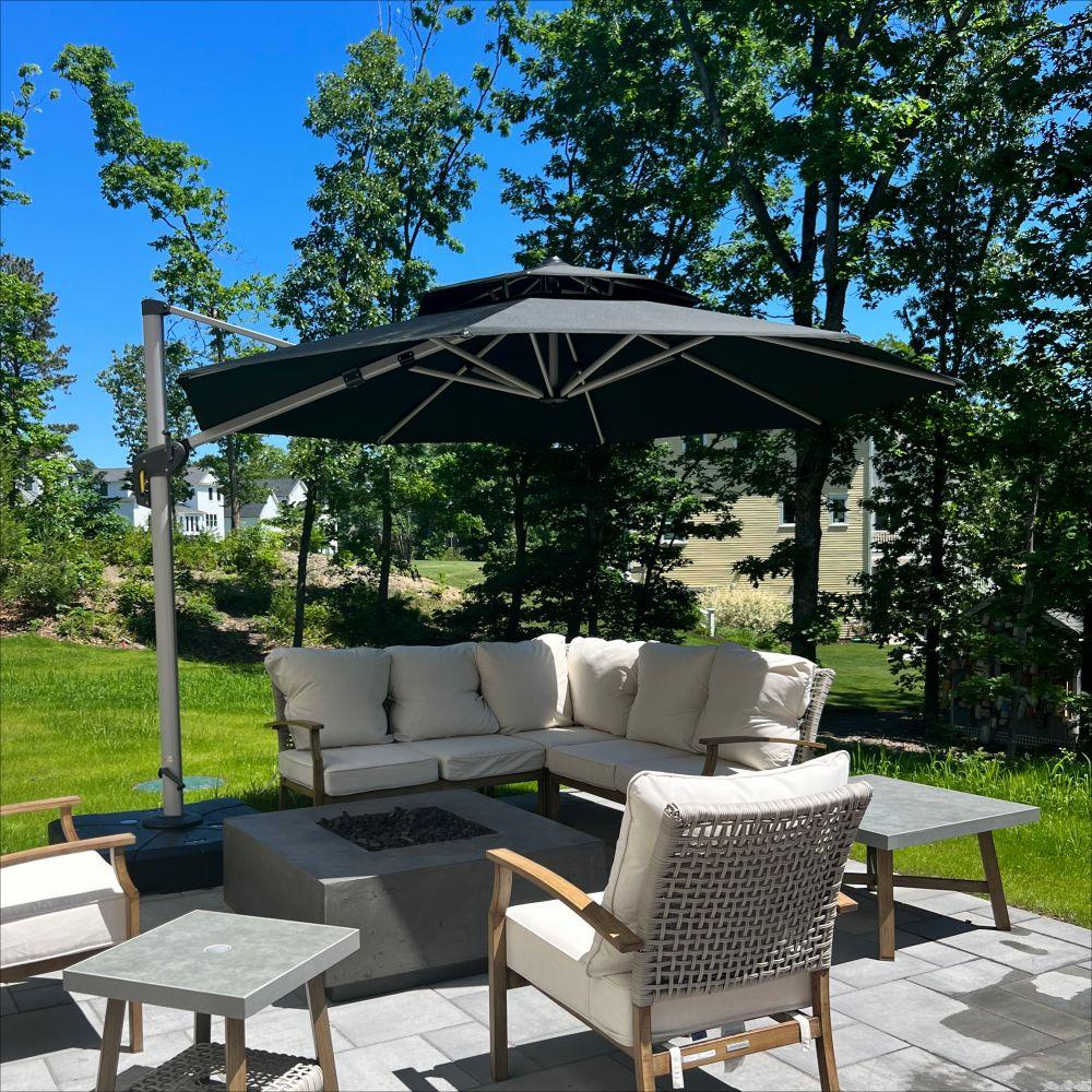Clearance - PURPLE LEAF OPEN BOX Large Round Patio Cantilever Umbrella for Deck, Pool, Backyard
