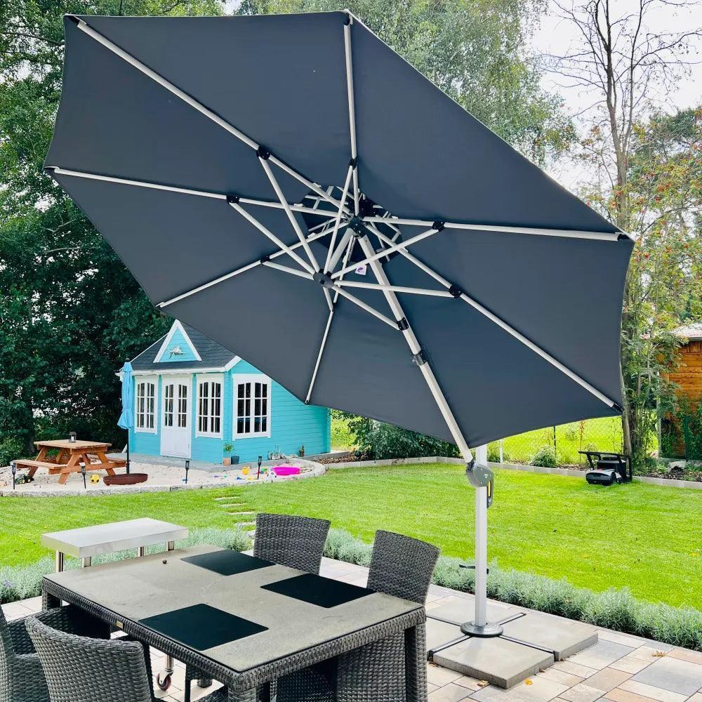 Clearance - PURPLE LEAF OPEN BOX Large Round Patio Cantilever Umbrella for Deck, Pool, Backyard