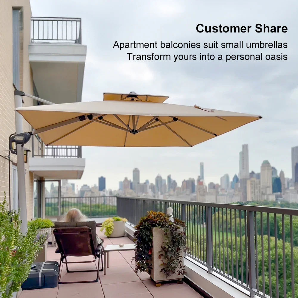 PURPLE LEAF Outdoor Windproof Umbrella, Square Cantilever Umbrella Outside Patio