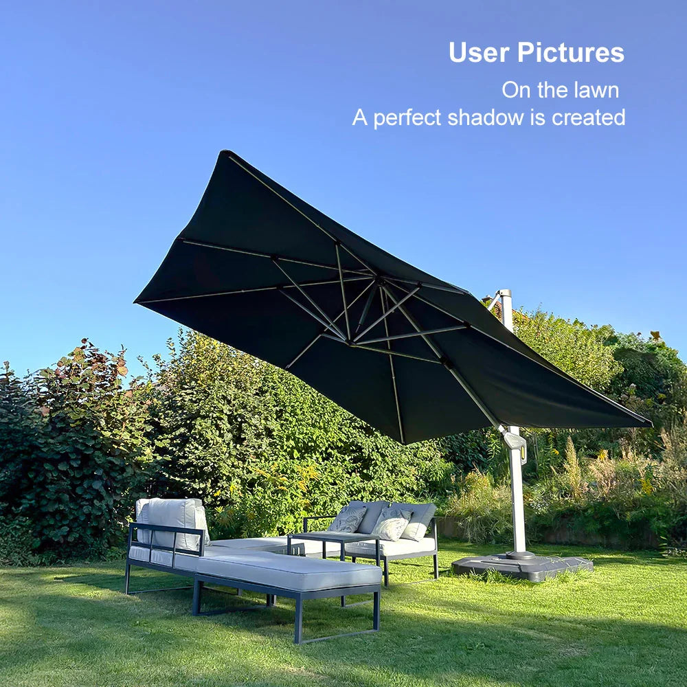 PURPLE LEAF Outdoor Windproof Umbrella, Square Cantilever Umbrella Outside Patio