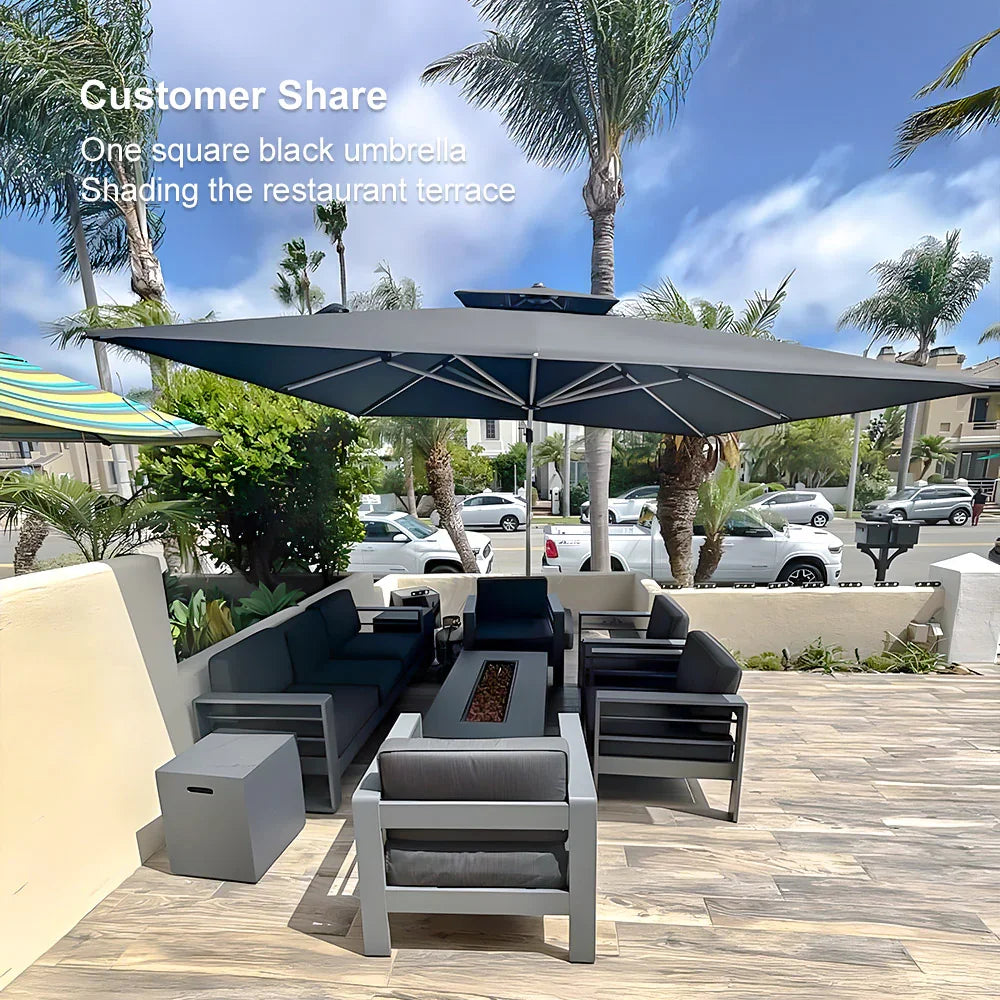 PURPLE LEAF Outdoor Windproof Umbrella, Square Cantilever Umbrella Outside Patio