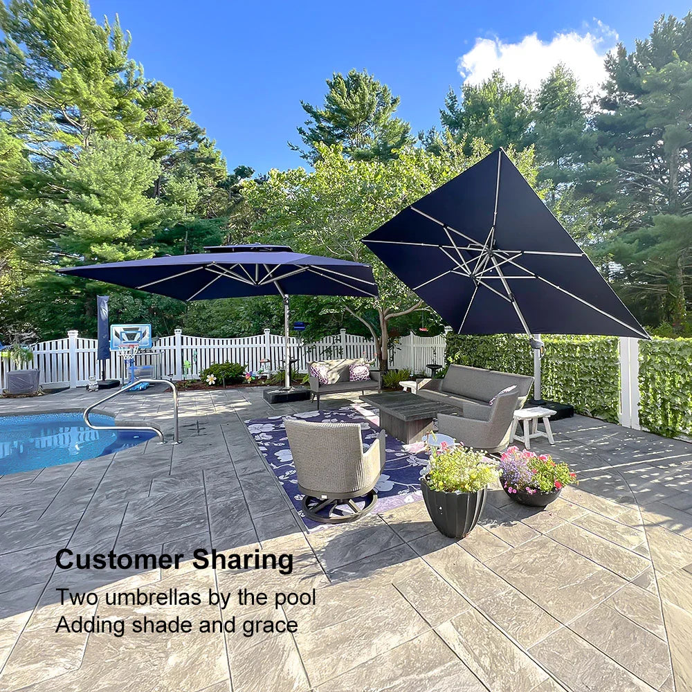 PURPLE LEAF Outdoor Windproof Umbrella, Square Cantilever Umbrella Outside Patio