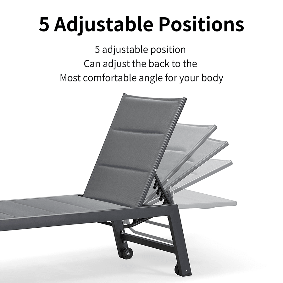 【SALE】PURPLE LEAF Outdoor Chaise Lounge Aluminum with Side Table and Wheels Reclining Chair