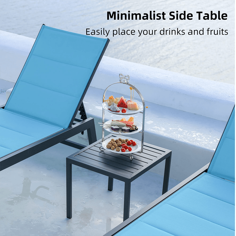 【SALE】PURPLE LEAF Outdoor Chaise Lounge Aluminum with Side Table and Wheels Reclining Chair