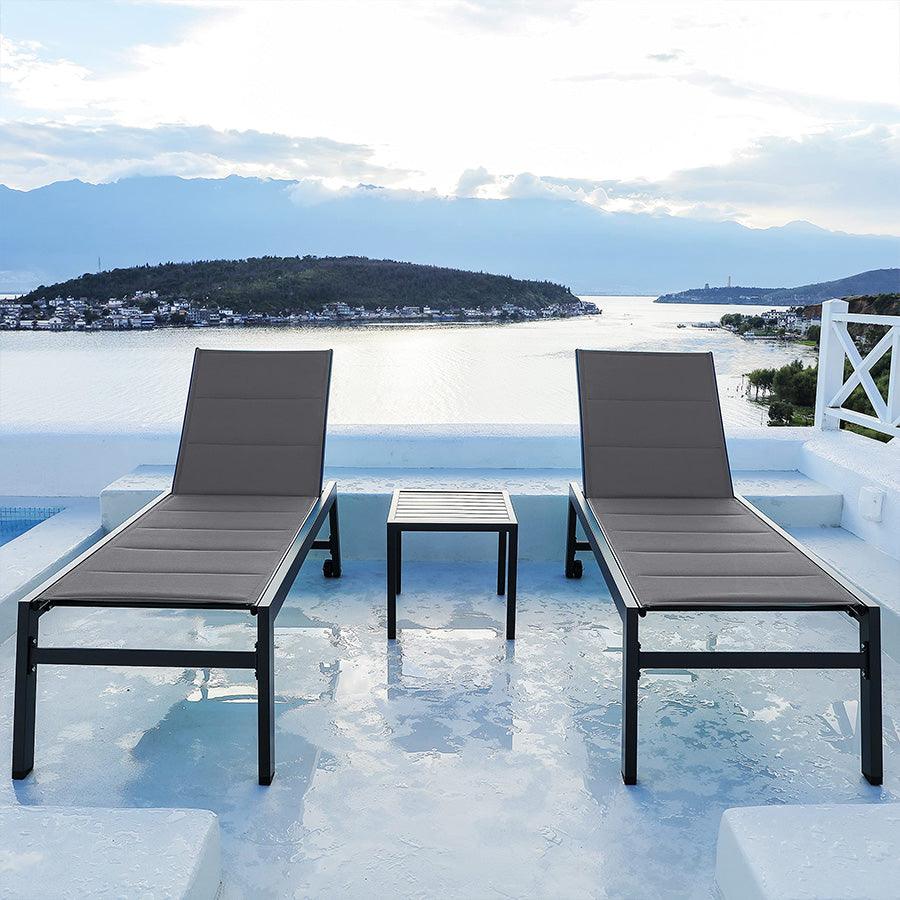 【SALE】PURPLE LEAF Outdoor Chaise Lounge Aluminum with Side Table and Wheels Reclining Chair