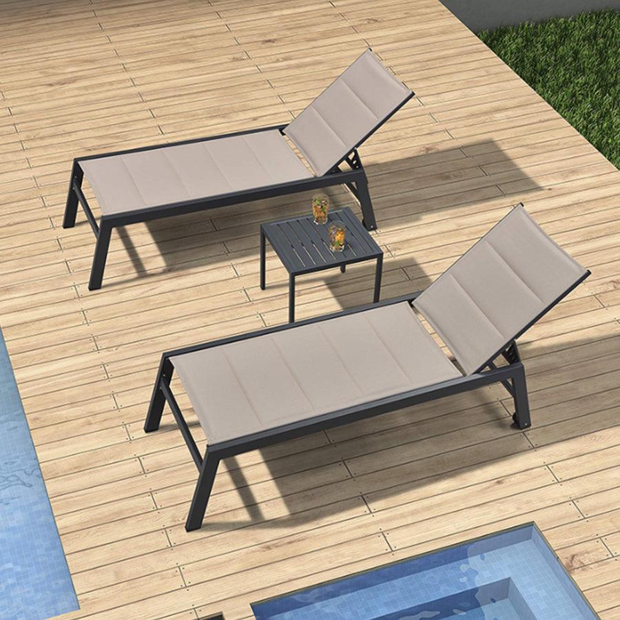 【SALE】PURPLE LEAF Outdoor Chaise Lounge Aluminum with Side Table and Wheels Reclining Chair