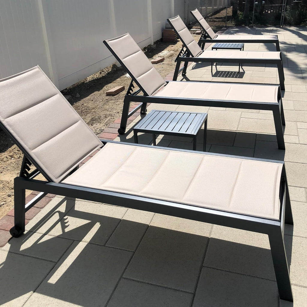 【SALE】PURPLE LEAF Outdoor Chaise Lounge Aluminum with Side Table and Wheels Reclining Chair