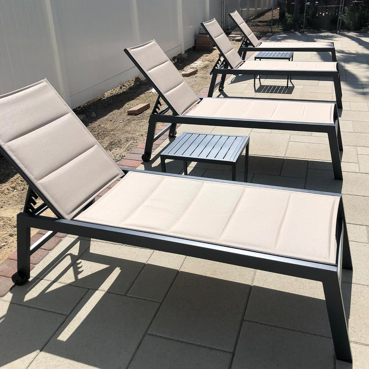 【SALE】PURPLE LEAF Outdoor Chaise Lounge Aluminum with Side Table and Wheels Reclining Chair
