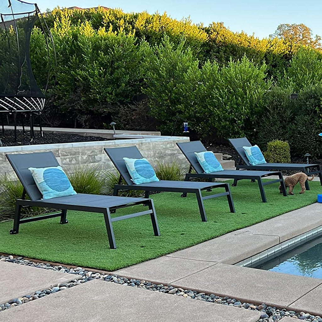 【SALE】PURPLE LEAF Outdoor Chaise Lounge Aluminum with Side Table and Wheels Reclining Chair