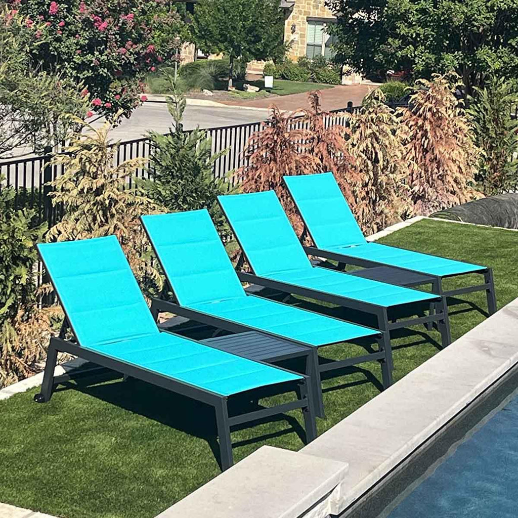 【SALE】PURPLE LEAF Outdoor Chaise Lounge Aluminum with Side Table and Wheels Reclining Chair