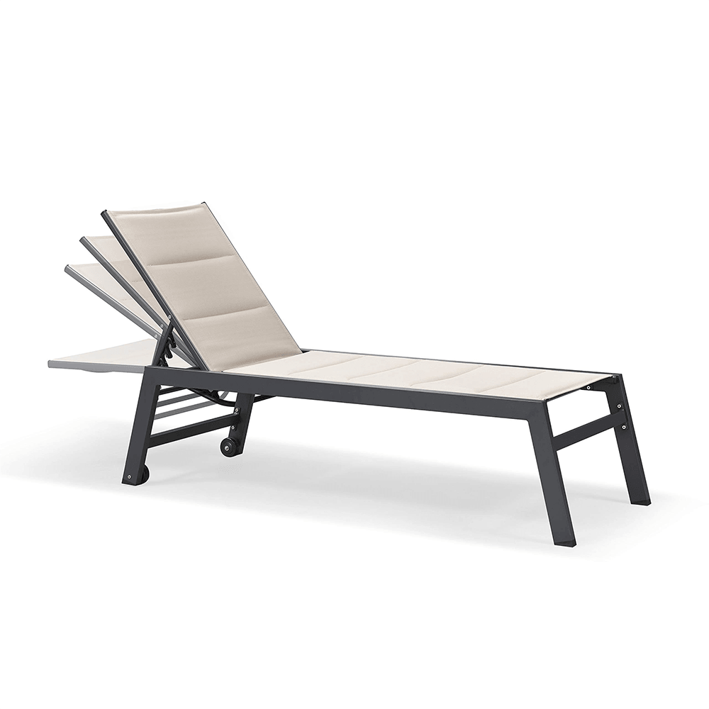 【SALE】PURPLE LEAF Outdoor Chaise Lounge Aluminum with Side Table and Wheels Reclining Chair