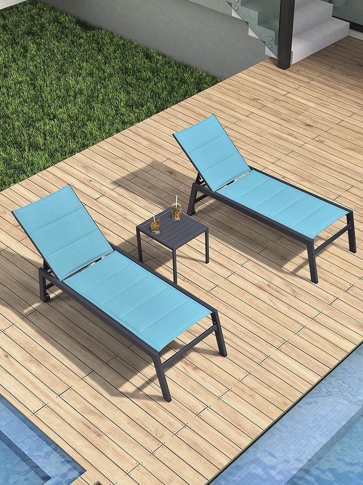 【SALE】PURPLE LEAF Outdoor Chaise Lounge Aluminum with Side Table and Wheels Reclining Chair