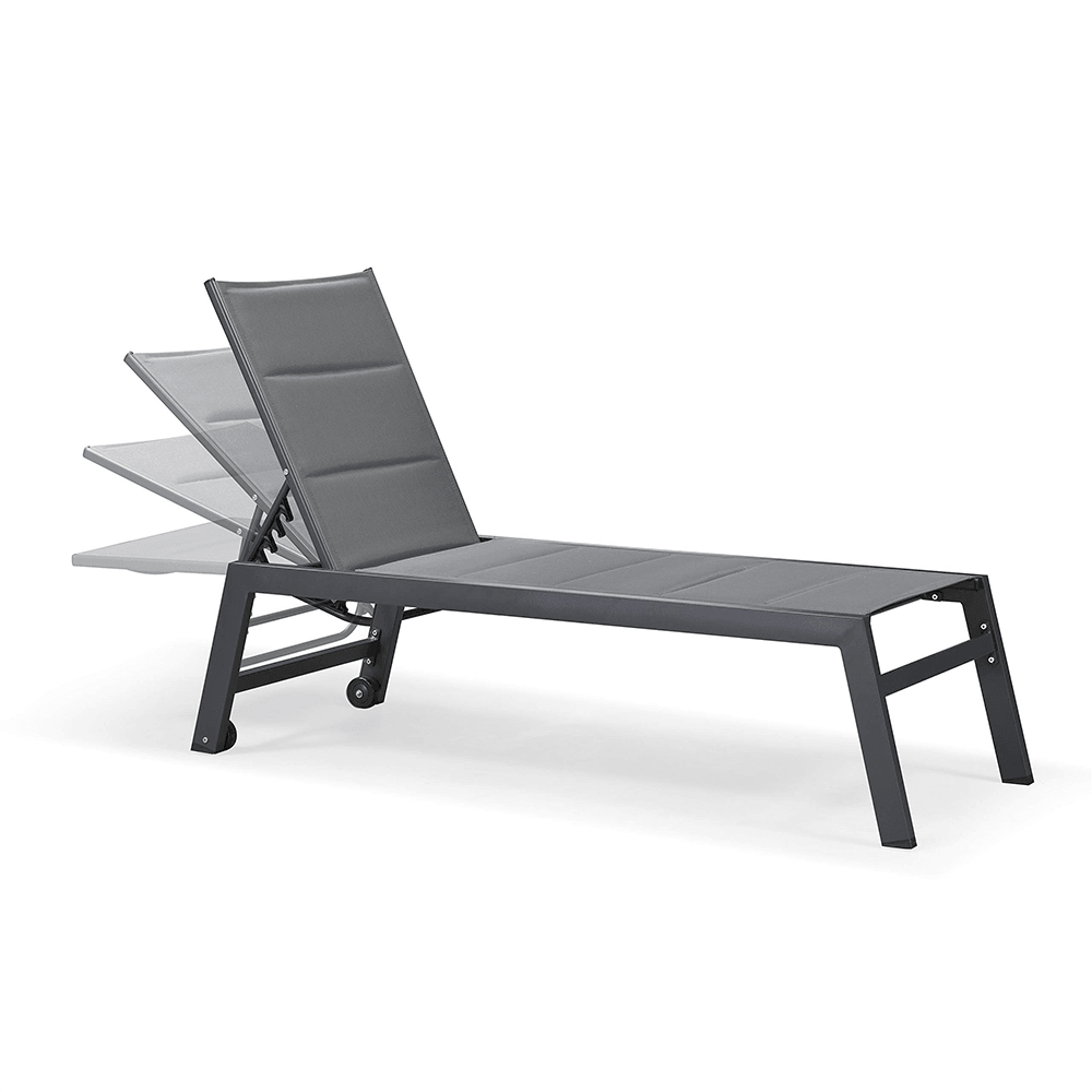 【SALE】PURPLE LEAF Outdoor Chaise Lounge Aluminum with Side Table and Wheels Reclining Chair