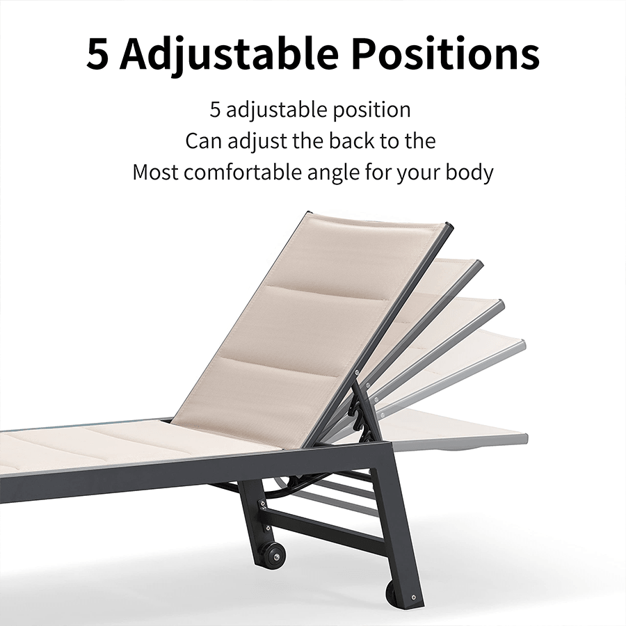 【SALE】PURPLE LEAF Outdoor Chaise Lounge Aluminum with Side Table and Wheels Reclining Chair